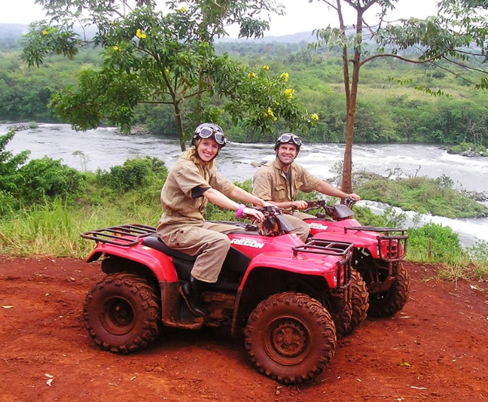 a tourist on a quad bike in Jinja